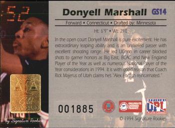 1994 Signature Rookies Gold Standard - Gold Signature #GS14 Donyell Marshall Back