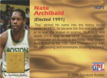 1994 Signature Rookies Gold Standard - Hall of Fame #HOF1 Nate Archibald Back