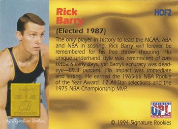 1994 Signature Rookies Gold Standard - Hall of Fame #HOF2 Rick Barry Back
