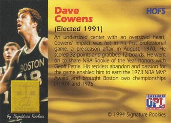 1994 Signature Rookies Gold Standard - Hall of Fame #HOF5 Dave Cowens Back