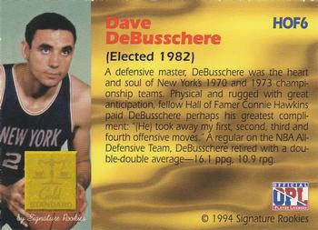 1994 Signature Rookies Gold Standard - Hall of Fame #HOF6 Dave DeBusschere Back