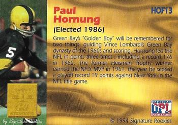 1994 Signature Rookies Gold Standard - Hall of Fame #HOF13 Paul Hornung Back