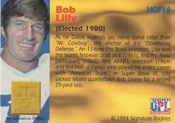 1994 Signature Rookies Gold Standard - Hall of Fame #HOF16 Bob Lilly Back