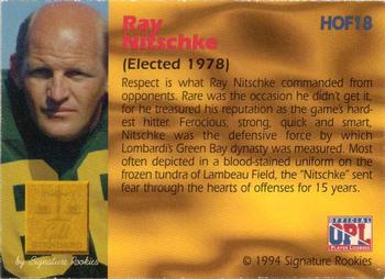 1994 Signature Rookies Gold Standard - Hall of Fame #HOF18 Ray Nitschke Back