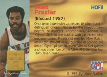 1994 Signature Rookies Gold Standard - Hall of Fame Autographs #HOF8 Walt Frazier Back