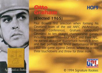 1994 Signature Rookies Gold Standard - Hall of Fame Autographs #HOF9 Otto Graham Back