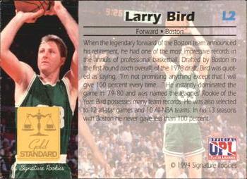 1994 Signature Rookies Gold Standard - Legends #L2 Larry Bird Back