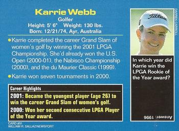 2001 Sports Illustrated for Kids #91 Karrie Webb Back