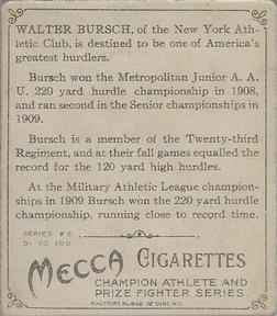 1910 Champions (T218) #NNO Walter Bursch Back
