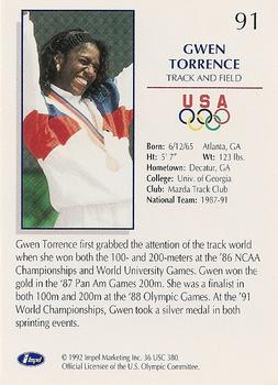 1992 Impel Olympicards: 1992 U.S. Olympic Hopefuls #91 Gwen Torrence Back