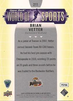 2011 Upper Deck World of Sports #211 Brian Vetter Back