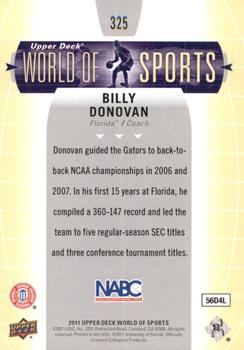 2011 Upper Deck World of Sports #325 Billy Donovan Back