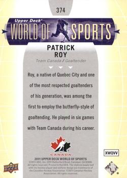 2011 Upper Deck World of Sports #374 Patrick Roy Back