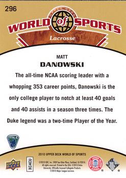 2010 Upper Deck World of Sports #296 Matt Danowski Back