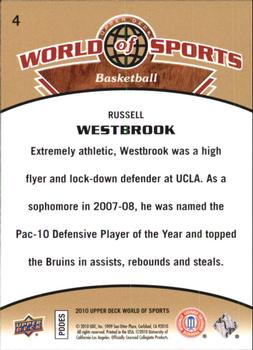 2010 Upper Deck World of Sports #4 Russell Westbrook Back