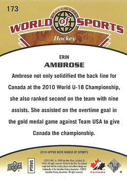 2010 Upper Deck World of Sports #173 Erin Ambrose Back