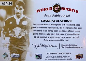 2010 Upper Deck World of Sports - All-Sport Apparel Memorabilia #ASA-24 Juan Pablo Angel Back