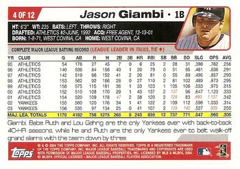 2004 National Trading Card Day #4 Jason Giambi Back