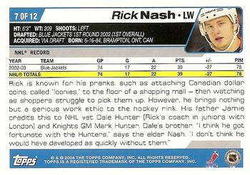 2004 National Trading Card Day #7 Rick Nash Back