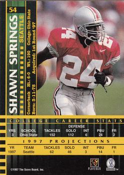 1997 Score Board Players Club #54 Shawn Springs Back