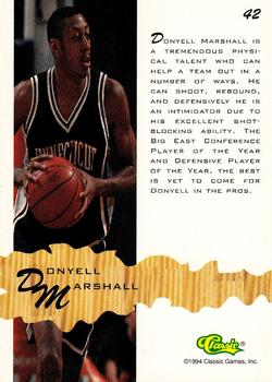 1994-95 Classic Assets #42 Donyell Marshall Back
