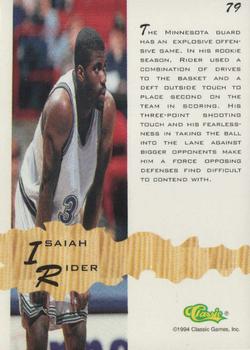 1994-95 Classic Assets #79 Isaiah Rider Back