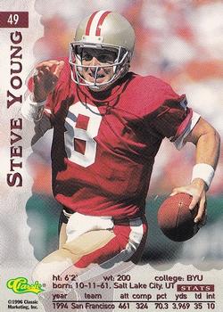 1996 Classic Assets #49 Steve Young Back