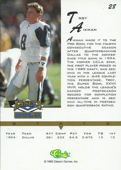 1995 Classic Assets Gold #28 Troy Aikman Back