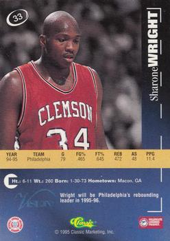 1996 Classic Visions #33 Sharone Wright Back