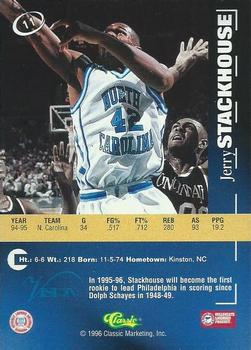 1996 Classic Visions #11 Jerry Stackhouse Back