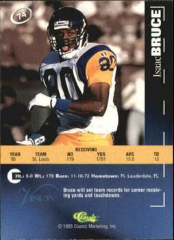 1996 Classic Visions #74 Isaac Bruce Back