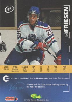 1996 Classic Visions #83 Jeff Friesen Back