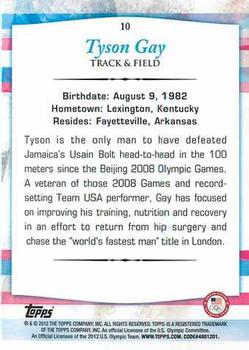2012 Topps U.S. Olympic Team & Hopefuls #10 Tyson Gay Back