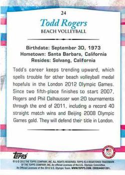 2012 Topps U.S. Olympic Team & Hopefuls #24 Todd Rogers Back