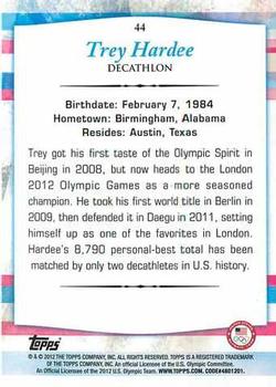 2012 Topps U.S. Olympic Team & Hopefuls #44 Trey Hardee Back