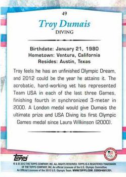 2012 Topps U.S. Olympic Team & Hopefuls #49 Troy Dumais Back