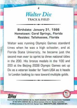 2012 Topps U.S. Olympic Team & Hopefuls #4 Walter Dix Back