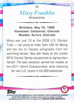 2012 Topps U.S. Olympic Team & Hopefuls #59 Missy Franklin Back