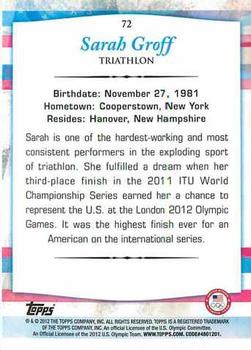 2012 Topps U.S. Olympic Team & Hopefuls #72 Sarah Groff Back