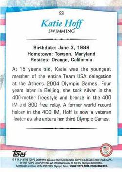 2012 Topps U.S. Olympic Team & Hopefuls #88 Katie Hoff Back