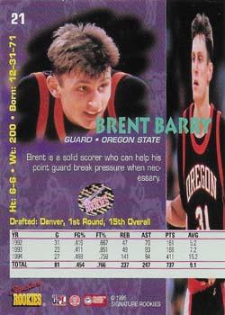 1995 Signature Rookies Tetrad - Autographs #21 Brent Barry Back