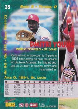 1995 Signature Rookies Tetrad - Autographs #35 Dmitri Young Back