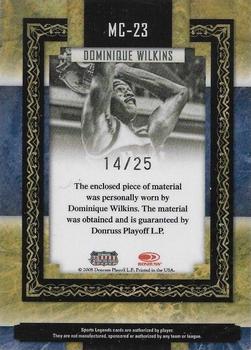 2008 Donruss Sports Legends - Museum Collection Materials Prime #MC-23 Dominique Wilkins Back