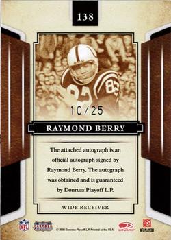 2008 Donruss Sports Legends - Signatures Mirror Gold #138 Raymond Berry Back