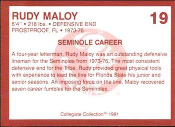 1990-91 Collegiate Collection Florida State Seminoles #19 Rudy Maloy Back