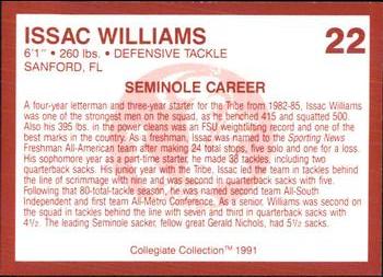 1990-91 Collegiate Collection Florida State Seminoles #22 Isaac Williams Back