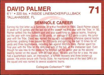 1990-91 Collegiate Collection Florida State Seminoles #71 David Palmer Back