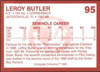 1990-91 Collegiate Collection Florida State Seminoles #95 LeRoy Butler Back