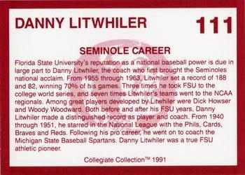 1990-91 Collegiate Collection Florida State Seminoles #111 Danny Litwhiler Back
