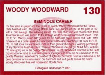 1990-91 Collegiate Collection Florida State Seminoles #130 Woody Woodward Back
